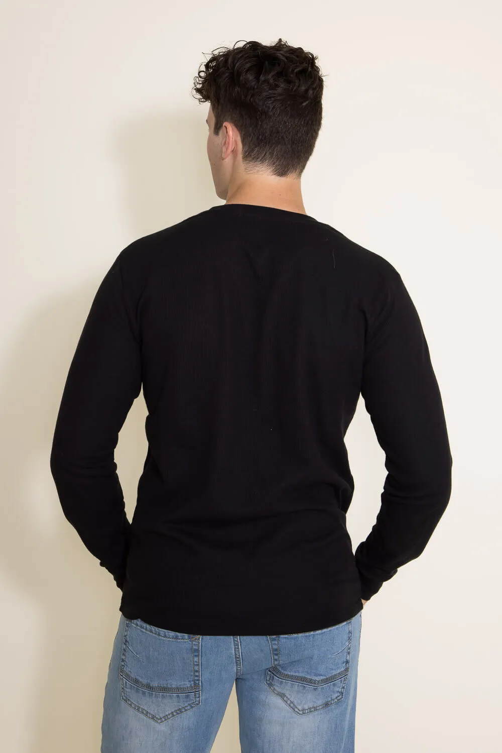 1897 Original Solid Crew Thermal Long Sleeve Shirt for Men in Black | DLST044-BLACK