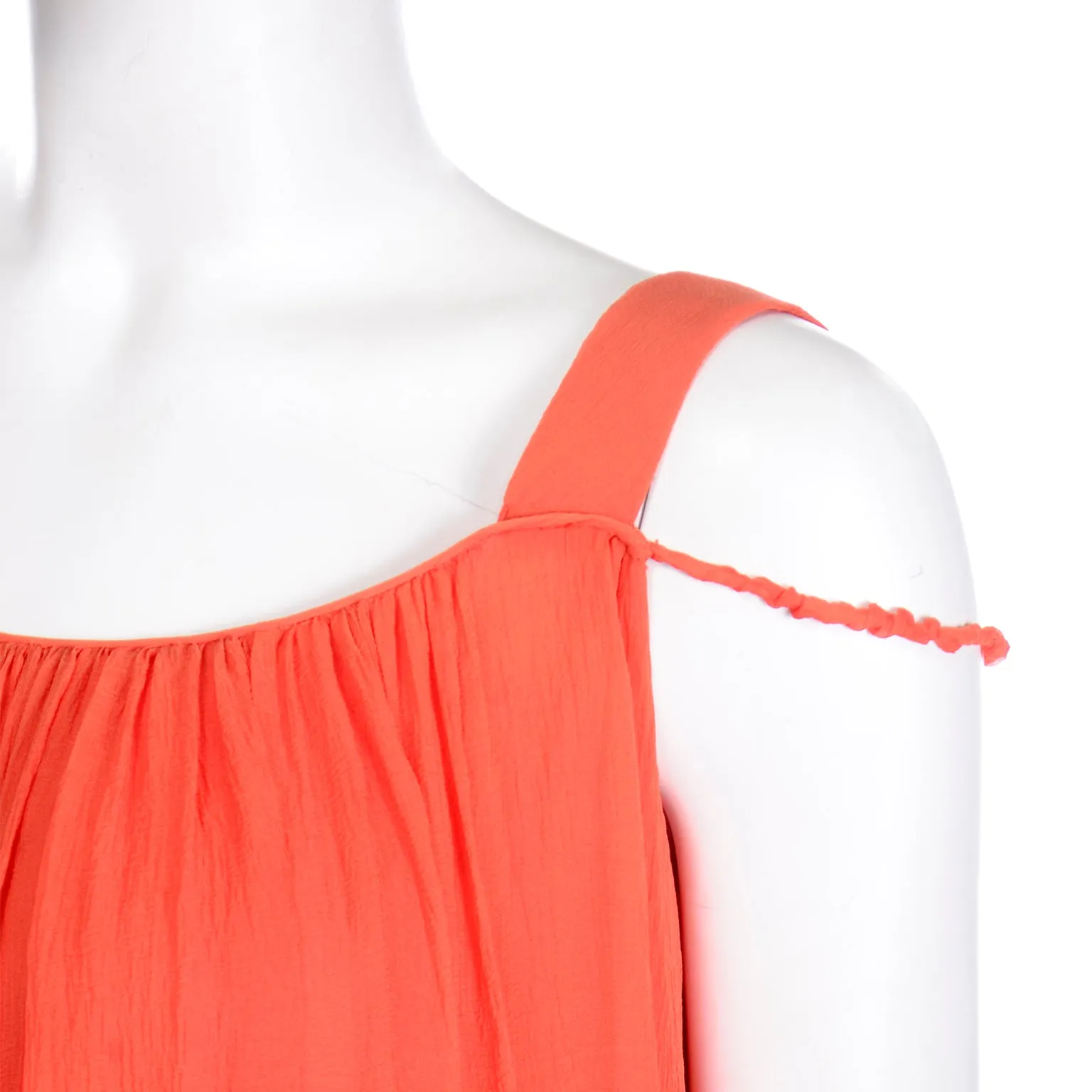 1970s Yves Saint Laurent Couture Silk Orange & Red Evening Gown