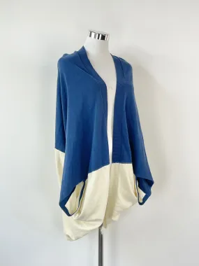 Alpha60 Two-Tone Blue & White Drape Cardigan - XS