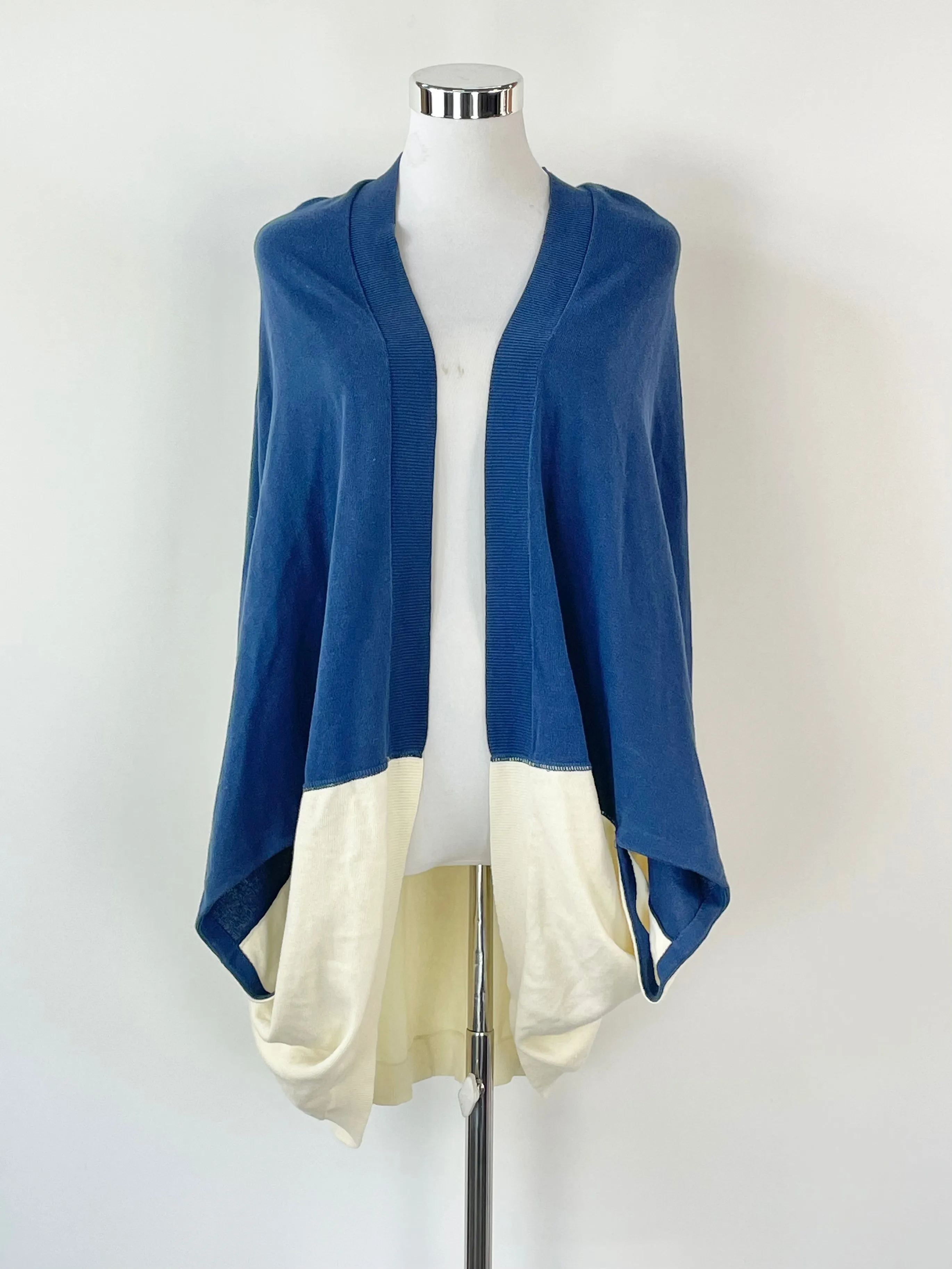 Alpha60 Two-Tone Blue & White Drape Cardigan - XS