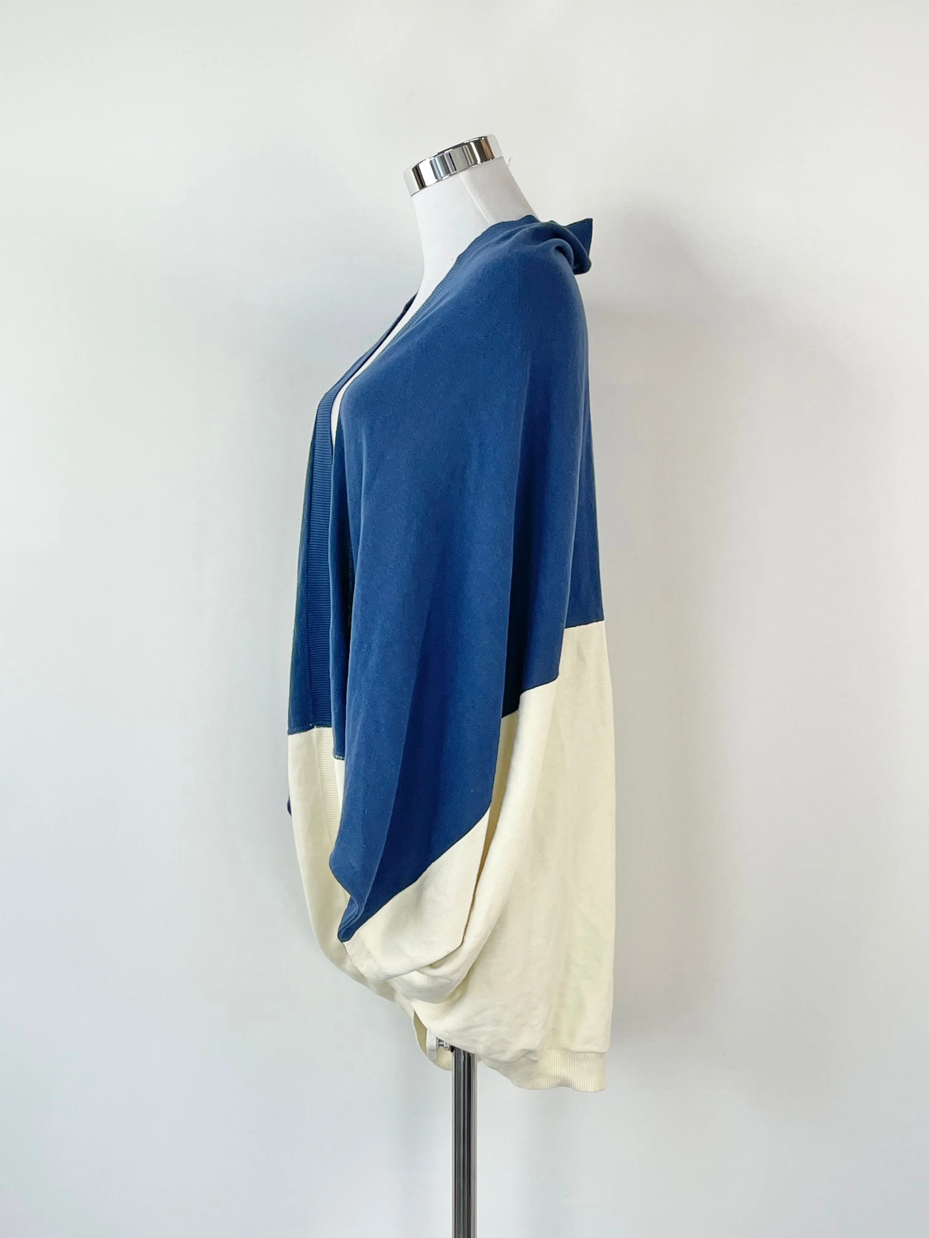 Alpha60 Two-Tone Blue & White Drape Cardigan - XS