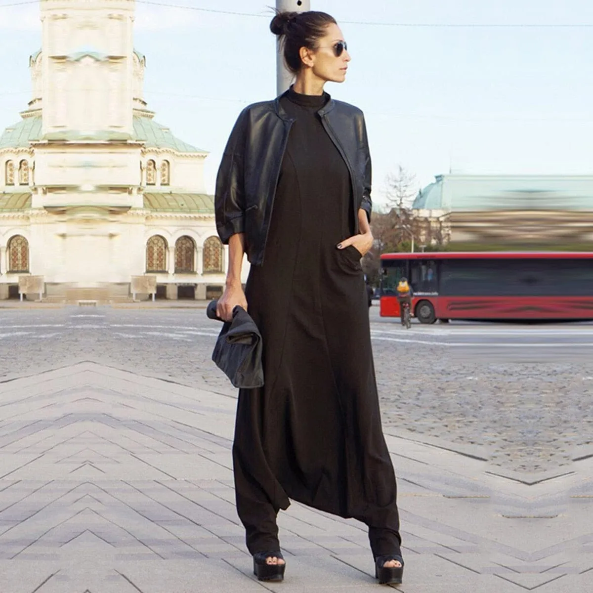 Backless Low Crotch Solid  Jumpsuit