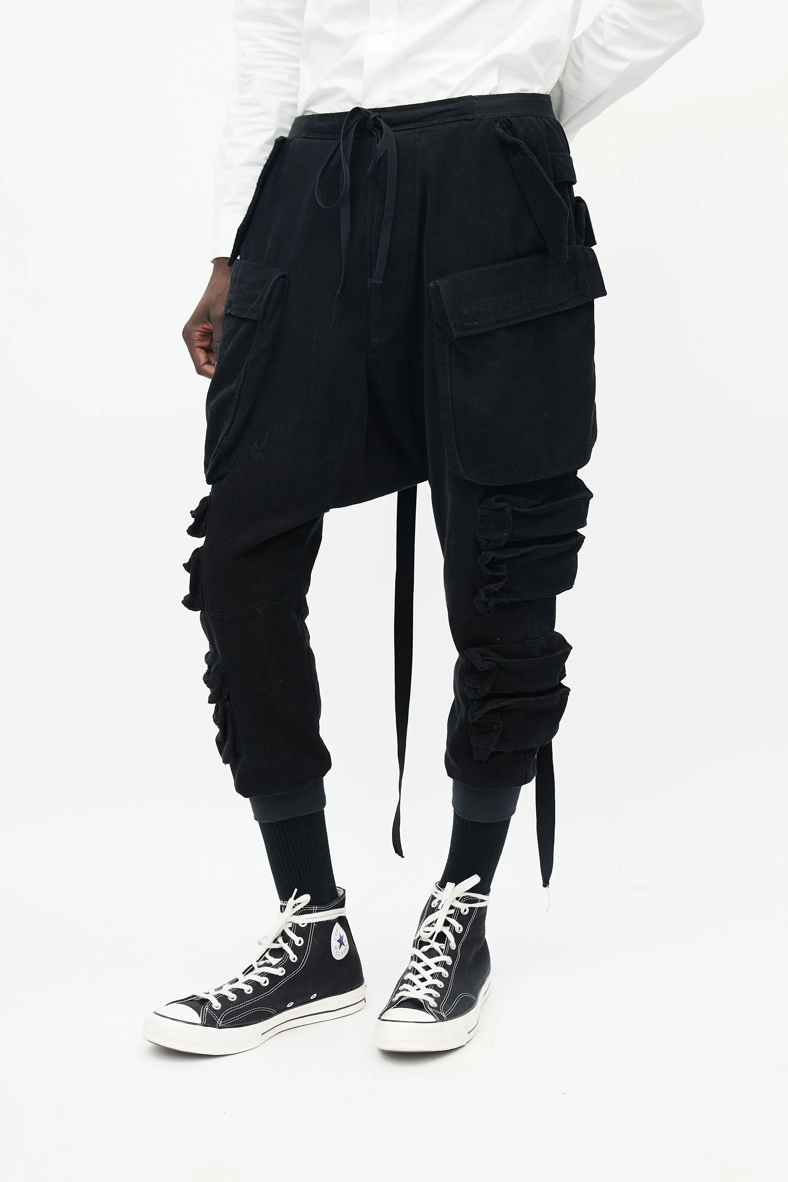 Black Drop Seat Cargo Jogger