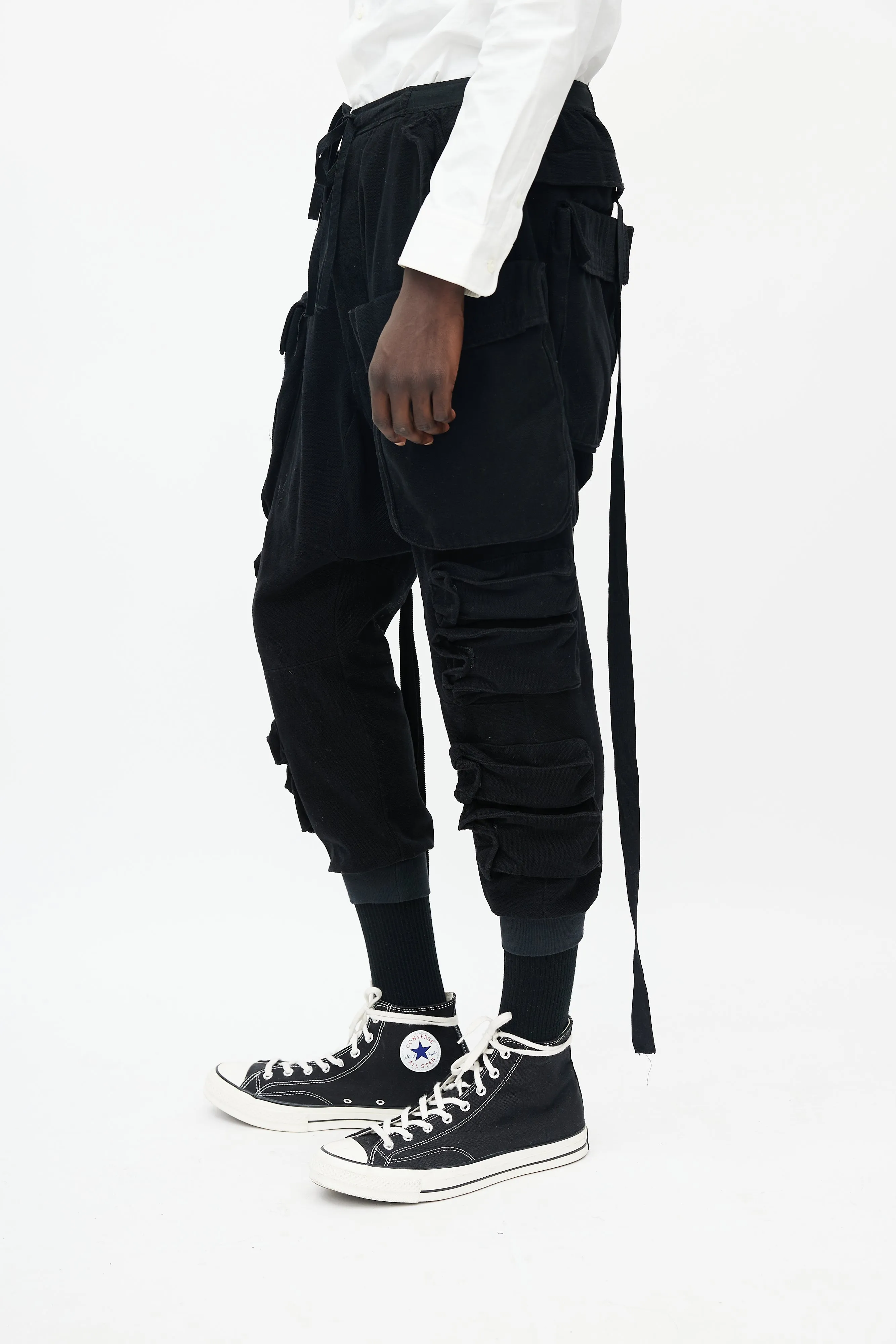 Black Drop Seat Cargo Jogger