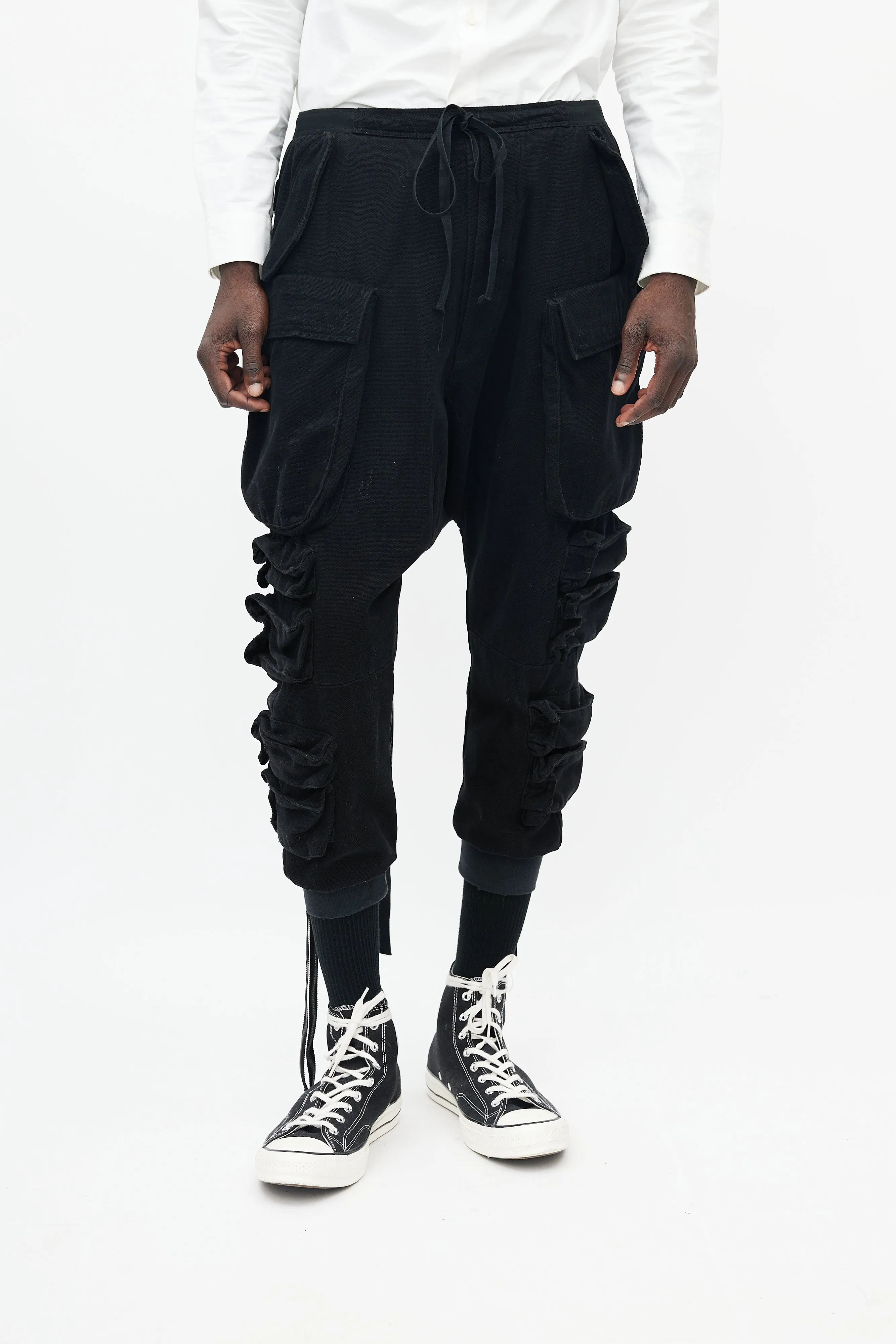 Black Drop Seat Cargo Jogger