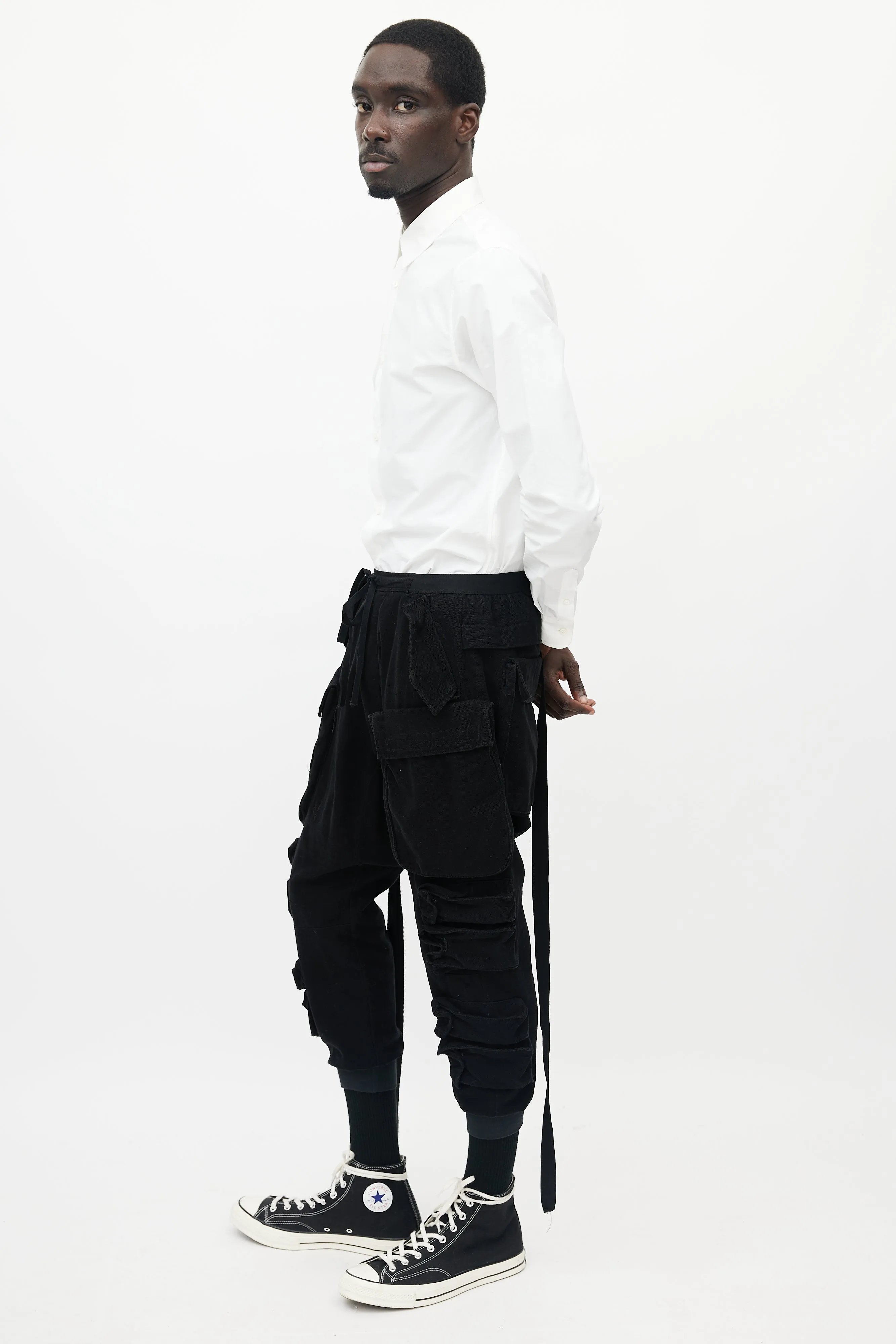 Black Drop Seat Cargo Jogger