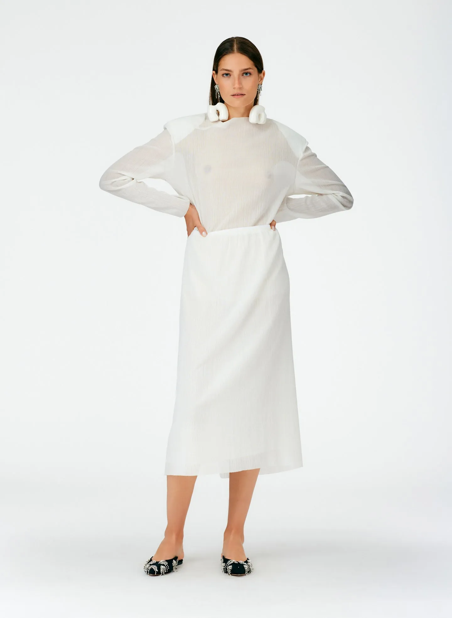 Crepe Gauze Pull On Skirt