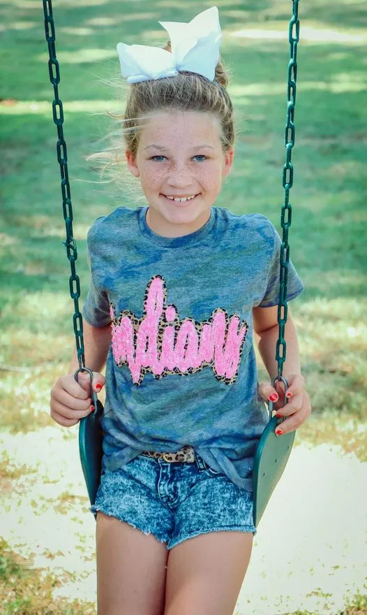 Double Stacked Cursive Team Shirt - Leopard and Sequins