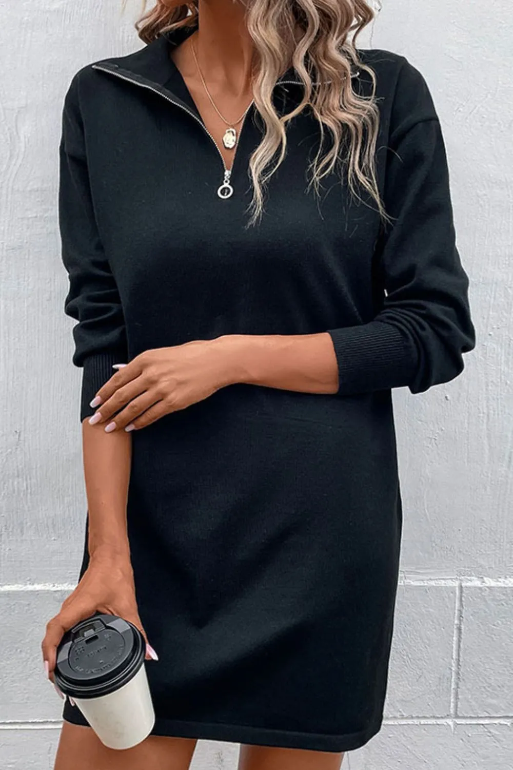 Dropped Shoulder Knit Dress
