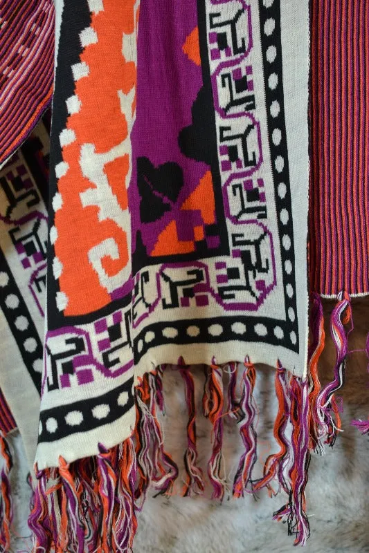 Flying Tomato Wrap Ruana Fringe Poncho - Cream