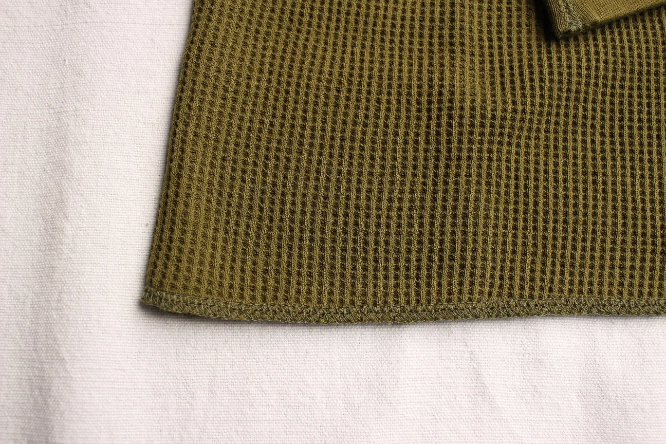 FREEWHEELERS / "U.S.ARMY TDB 801st SQ" CREW NECK THERMAL LONGSLEEVE SHIRT (#2035001,OLIVE)