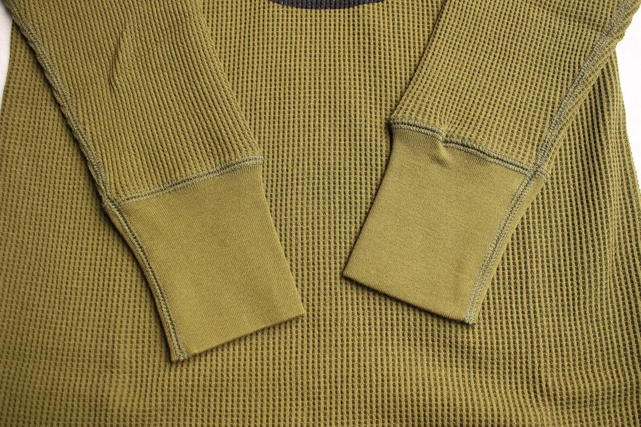 FREEWHEELERS / "U.S.ARMY TDB 801st SQ" CREW NECK THERMAL LONGSLEEVE SHIRT (#2035001,OLIVE)
