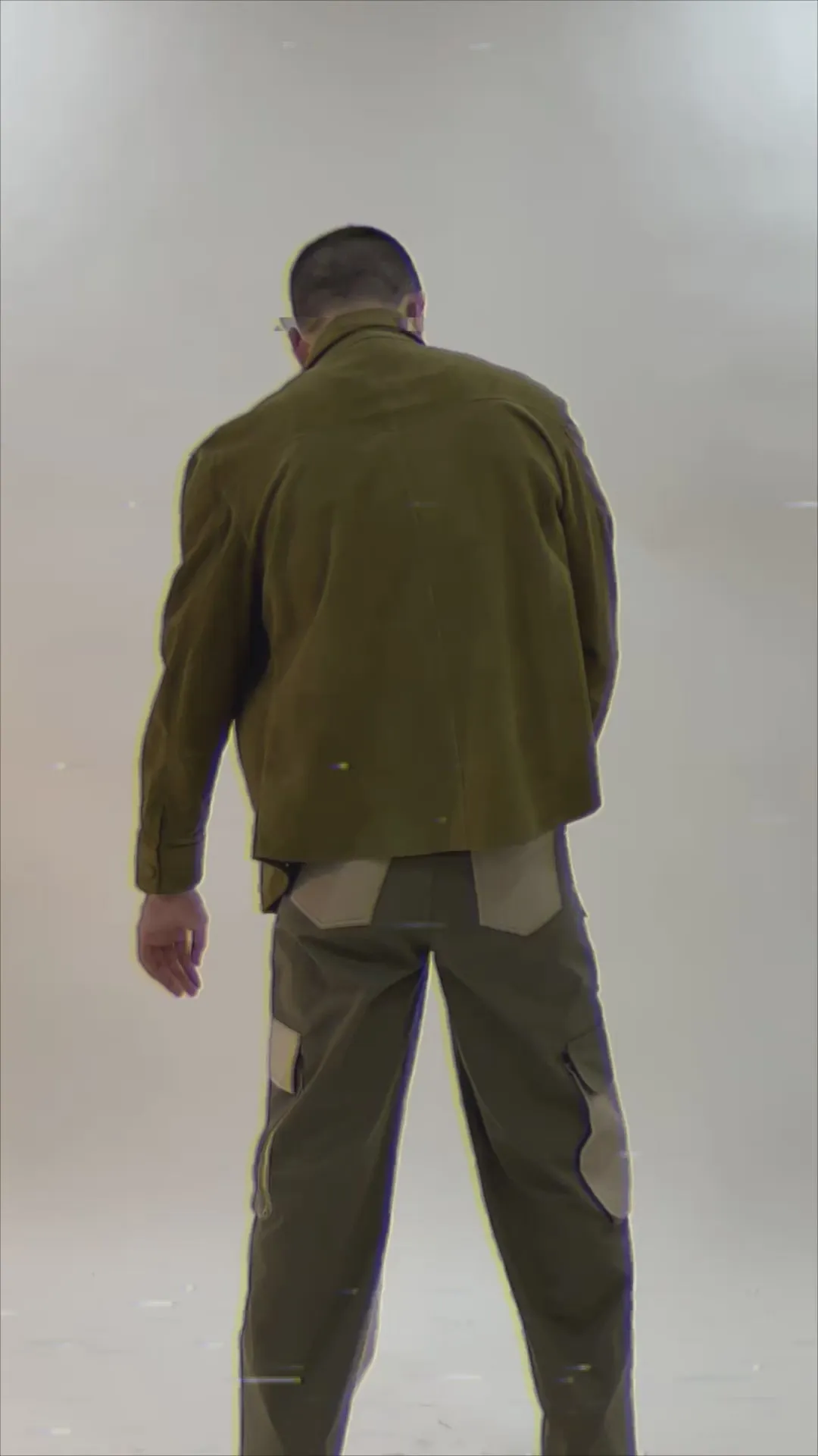 Green color-block cargo pants