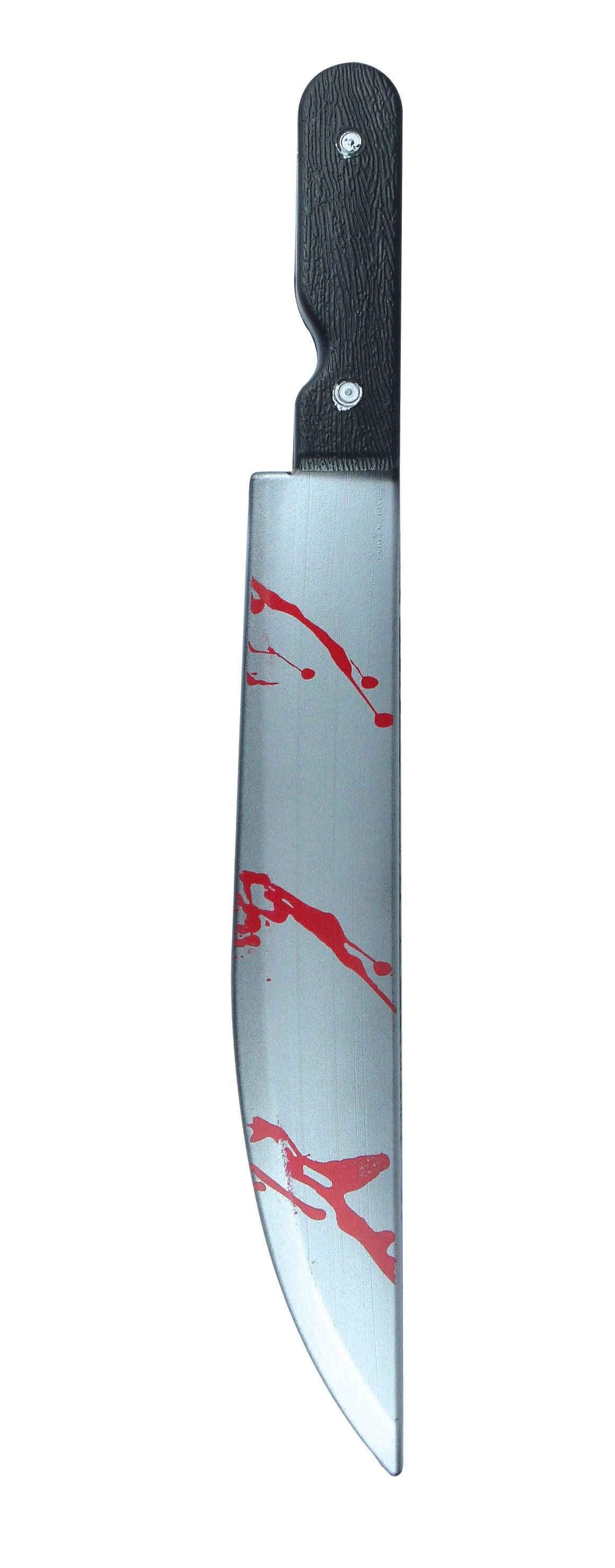 Horror Costume Set: Long Black Cape with Hood, Bleeding Scream Mask, and Fake Bloodied Kitchen Knife (50 cm)