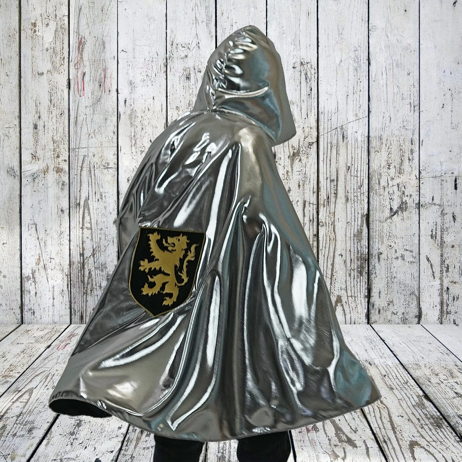 Knight Cape Costume with gold crest - For Creative Play and Halloween