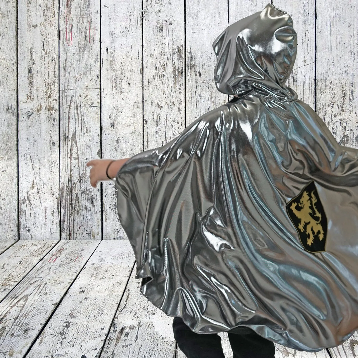 Knight Cape Costume with gold crest - For Creative Play and Halloween