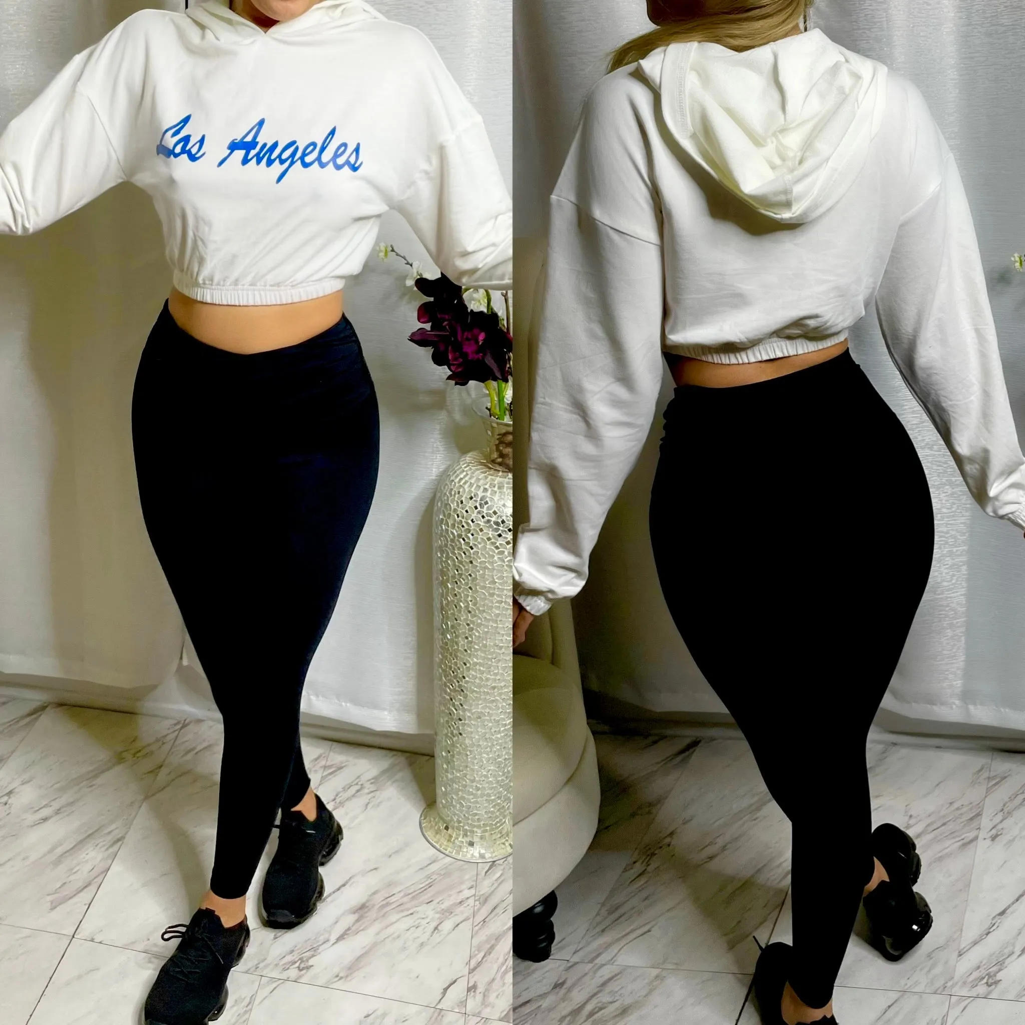 Los Angeles Crop Sweater - White