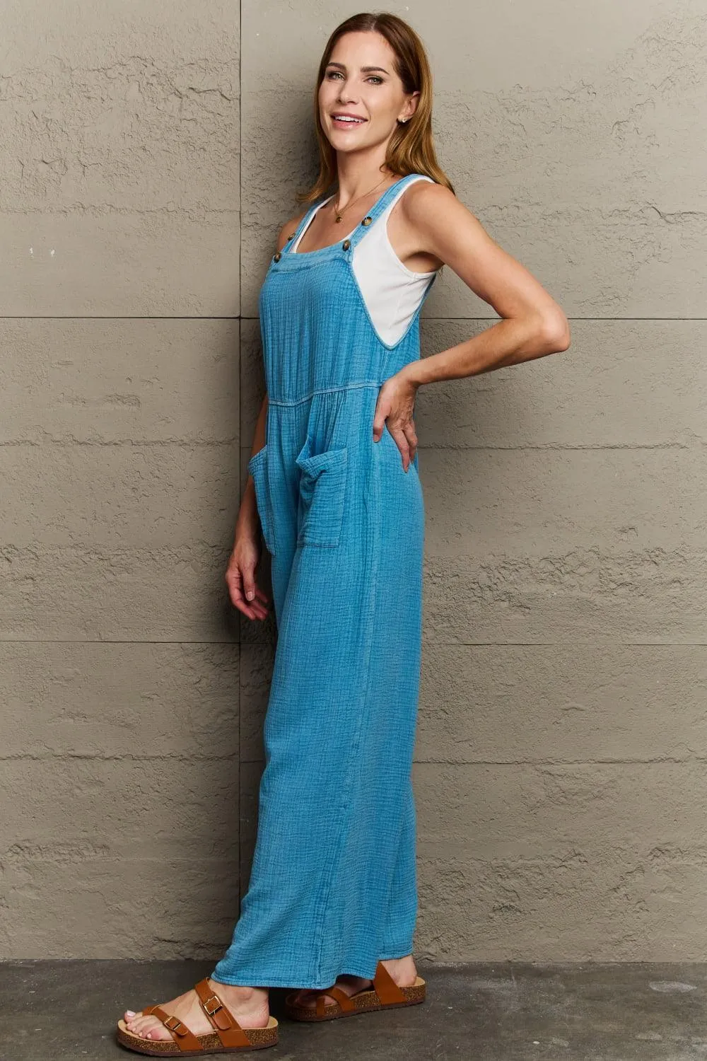 Marci Mineral Wash Gauze Overalls