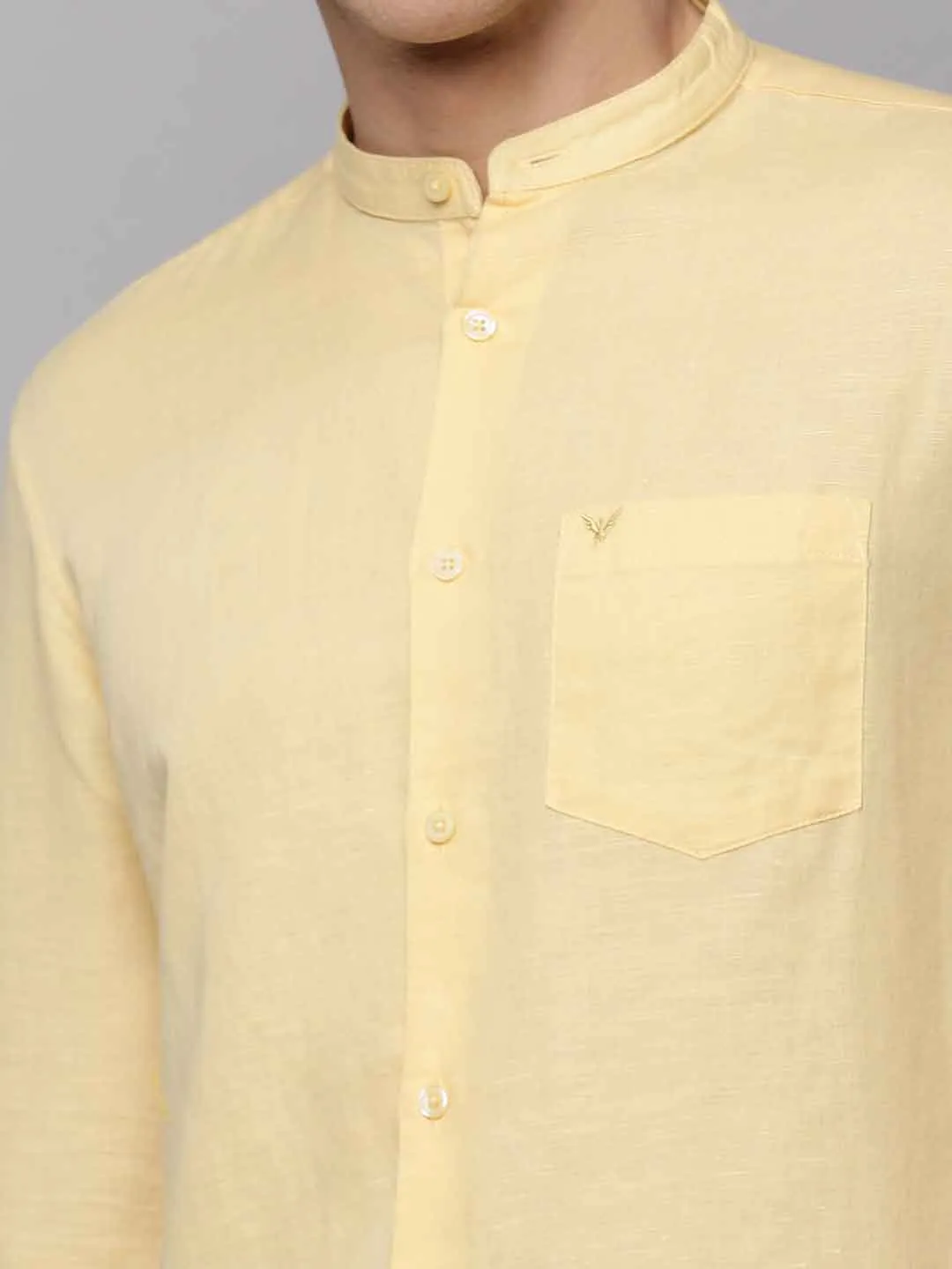 Men Yellow Solid Casual Shirt