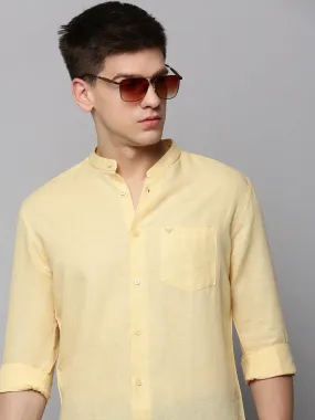 Men Yellow Solid Casual Shirt
