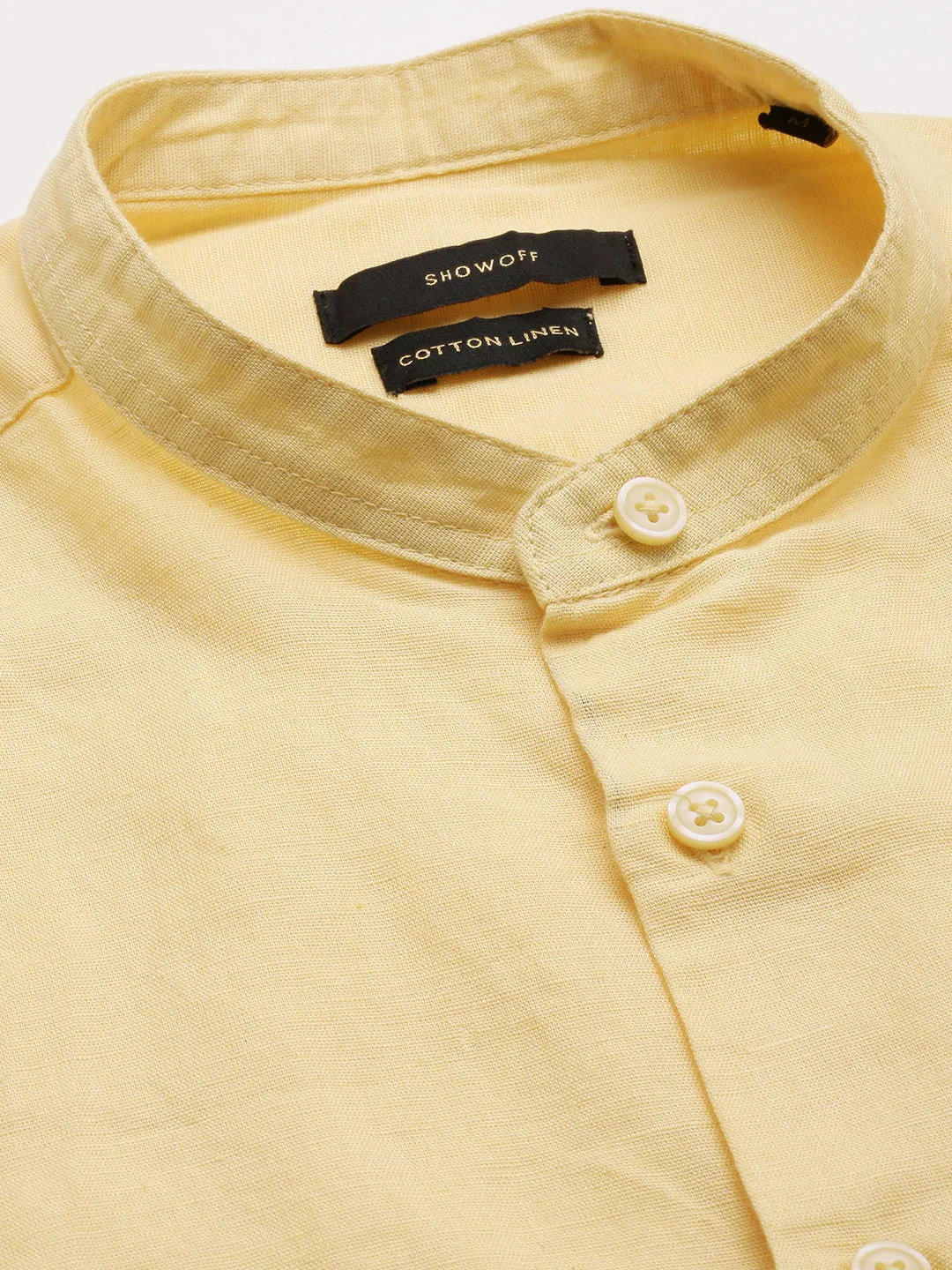 Men Yellow Solid Casual Shirt