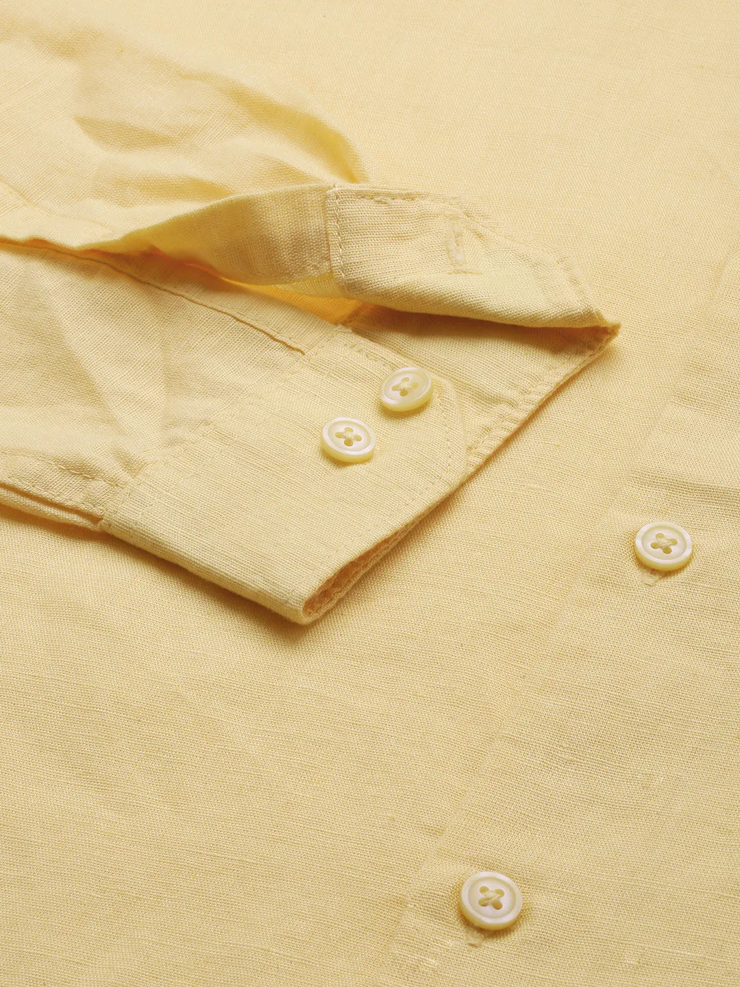 Men Yellow Solid Casual Shirt