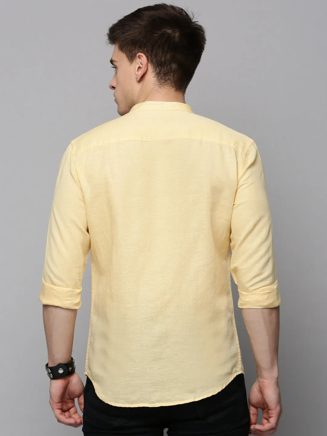 Men Yellow Solid Casual Shirt