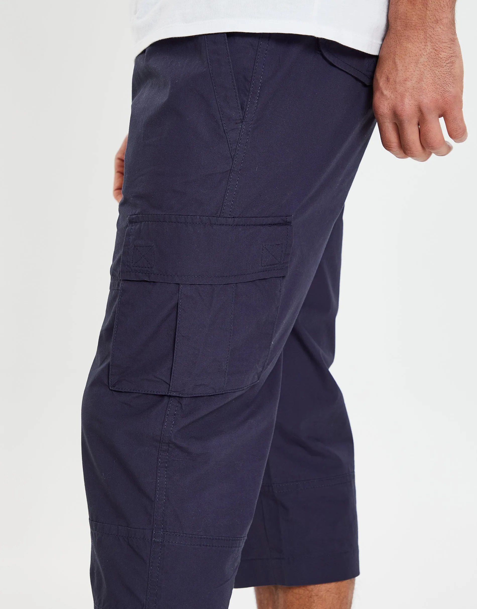 Men's Navy 3/4 Length Cargo Pants