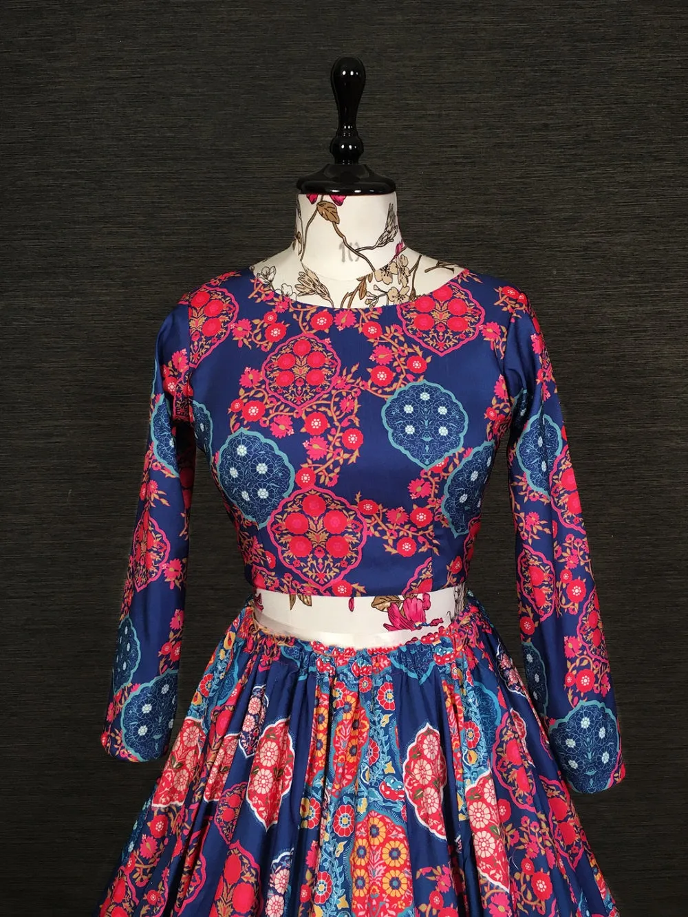 Navy Blue Color Printed Vaishali Silk Heavy Lehenga Choli With Muslin Dupatta