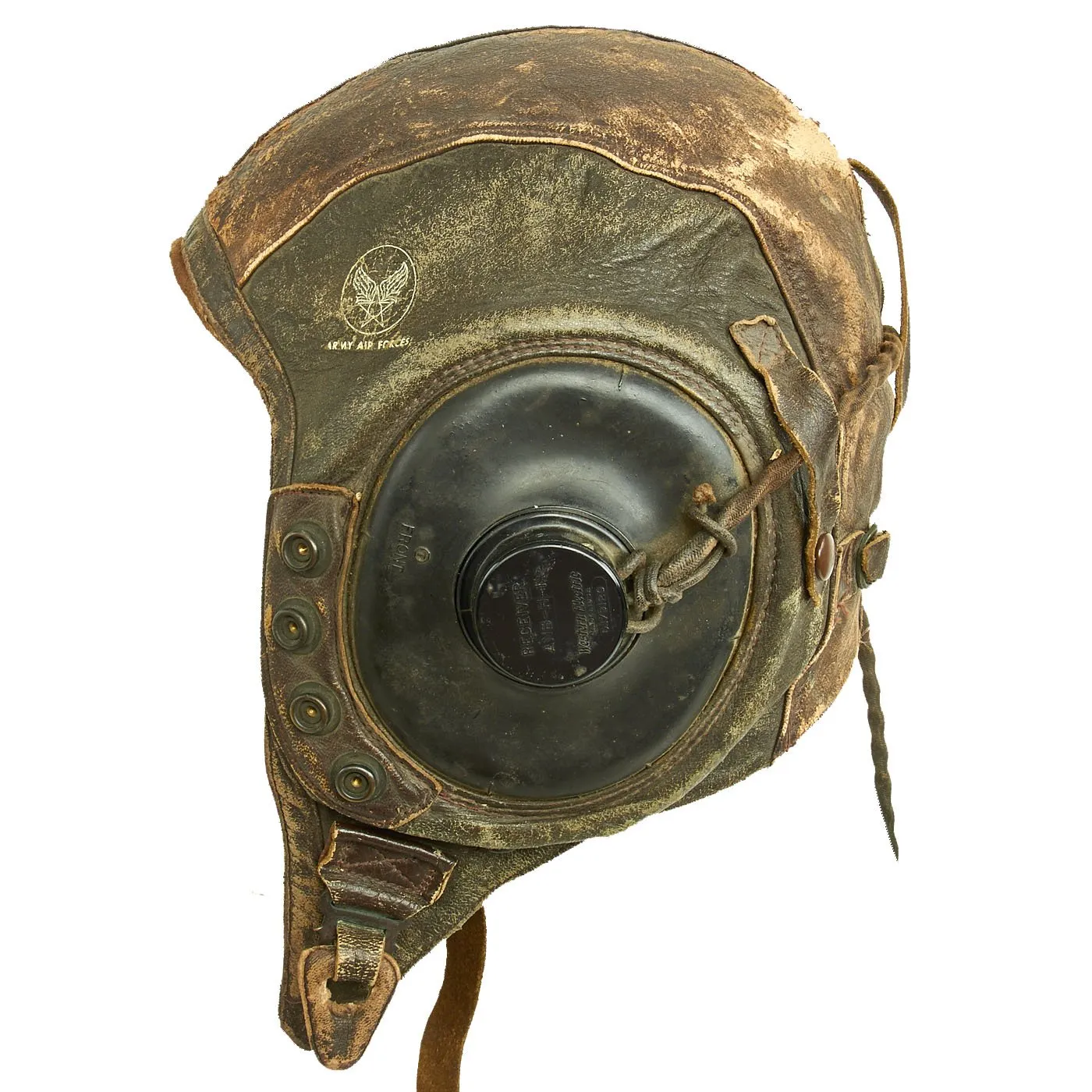 Original U.S. WWII Army Air Force Aviator Flight Helmet Set - AO Goggles, A-11 Helmet, Avionics