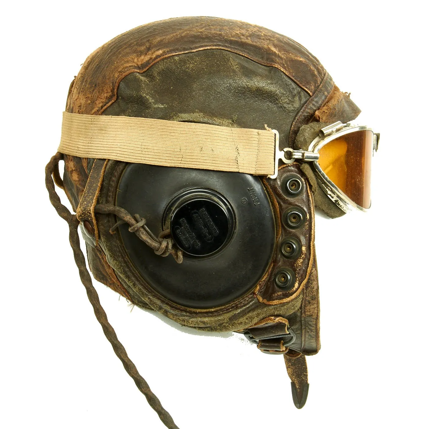 Original U.S. WWII Army Air Force Aviator Flight Helmet Set - AO Goggles, A-11 Helmet, Avionics