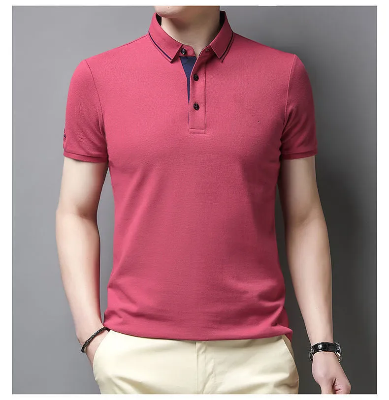 Polo en coton à manches courtes couleur unie