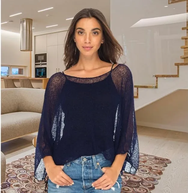 Poncho Pullover Blouse Sweater Shrug