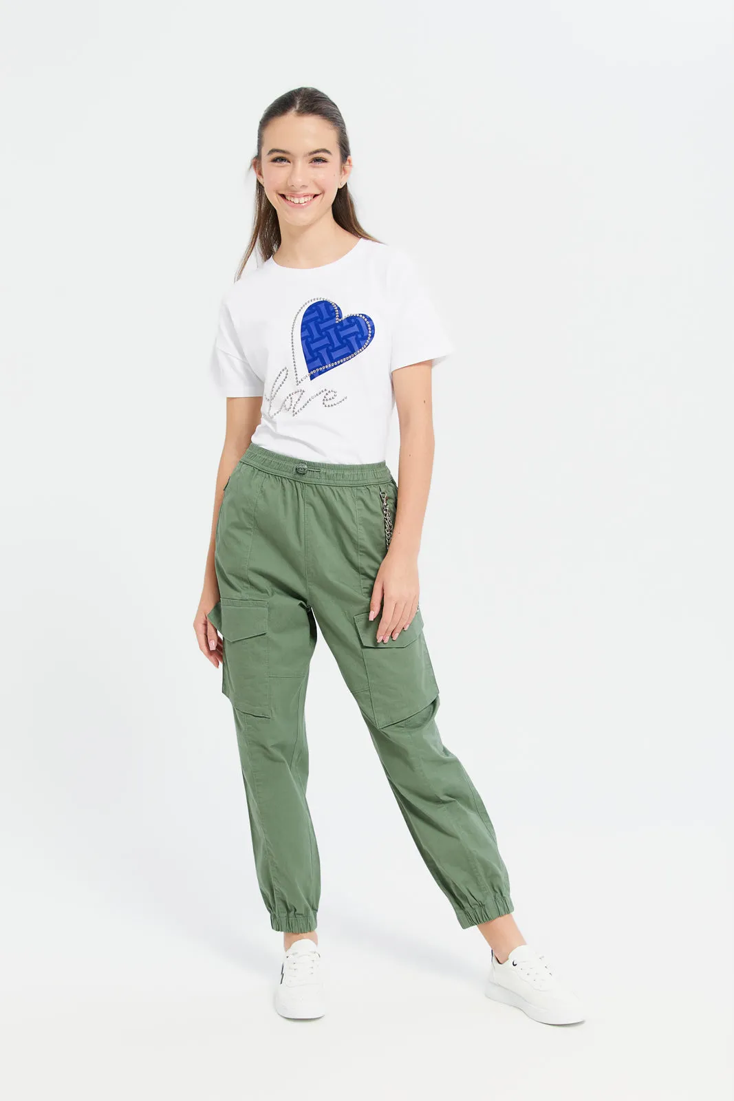 Senior Girls Green Cargo Pants