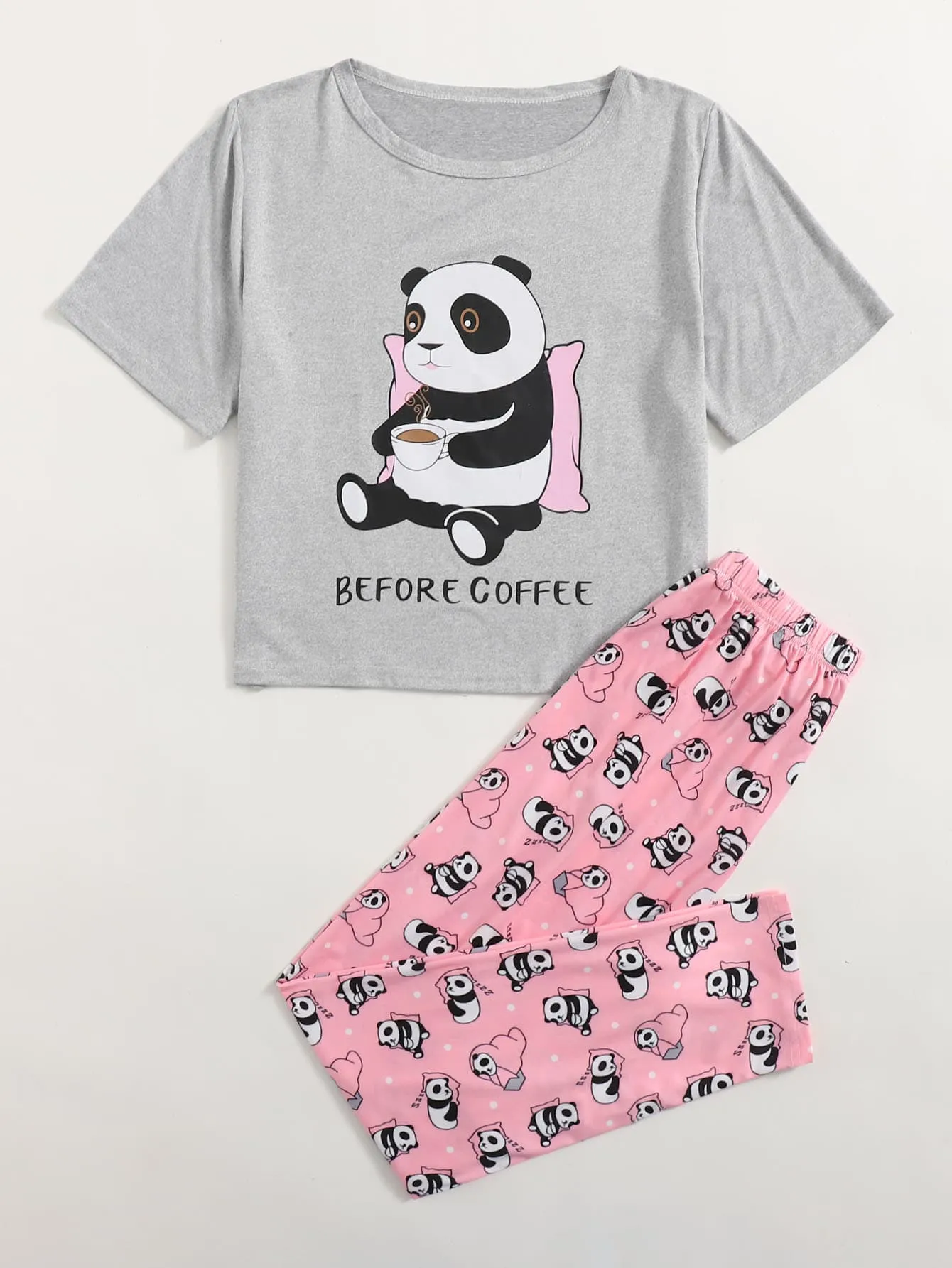 SHEIN Cartoon Panda Print Pyjama Set