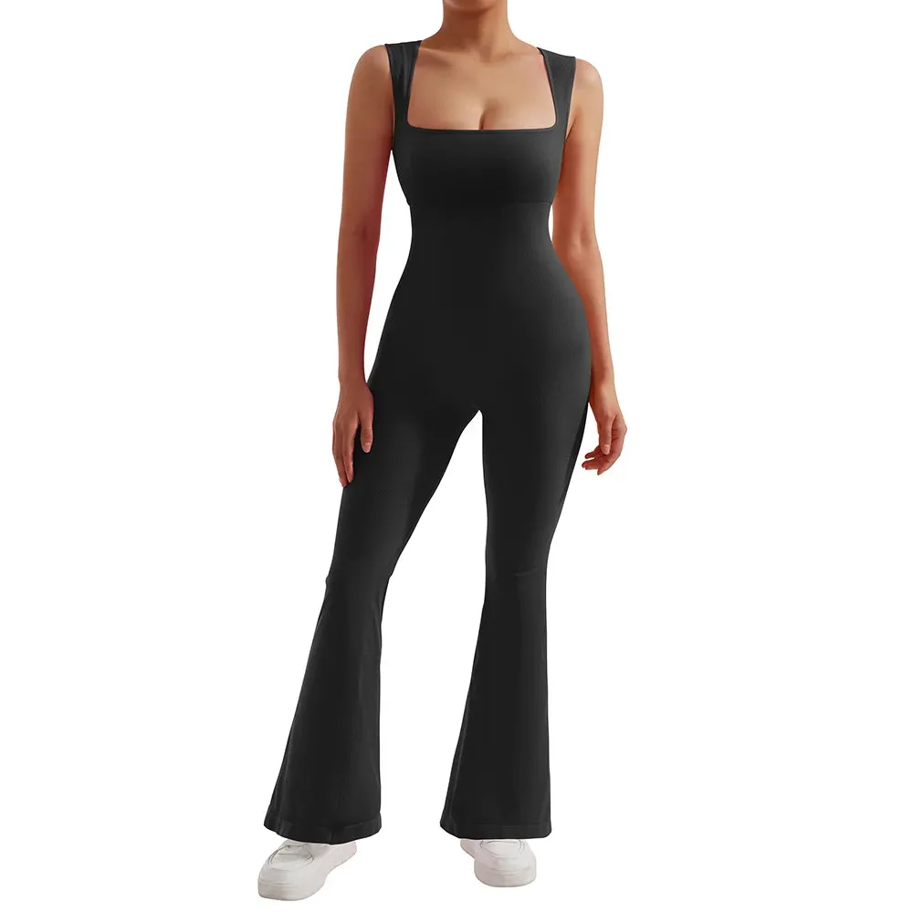 Sleeveless Jumpsuit Women Bodycon One-piece Outfit Square Neck Casual Streetwear Playsuits Rompers Overalls playsuits Bodysuit