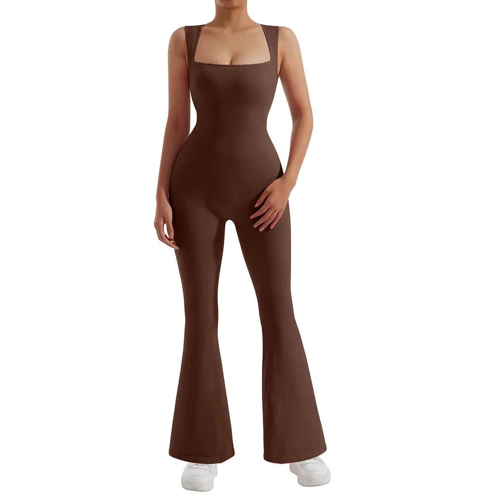 Sleeveless Jumpsuit Women Bodycon One-piece Outfit Square Neck Casual Streetwear Playsuits Rompers Overalls playsuits Bodysuit