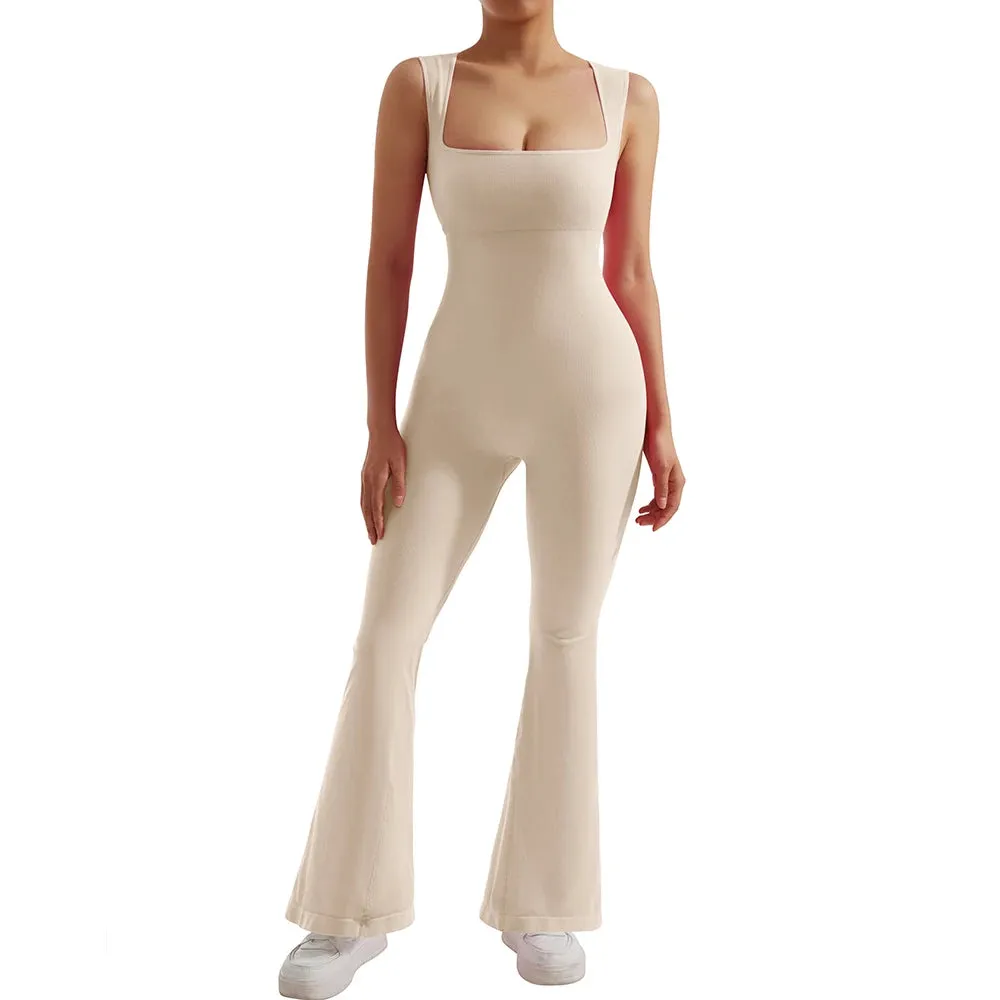 Sleeveless Jumpsuit Women Bodycon One-piece Outfit Square Neck Casual Streetwear Playsuits Rompers Overalls playsuits Bodysuit