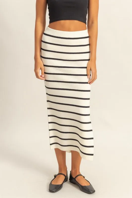 Strapless Striped Fitted Sweater Top