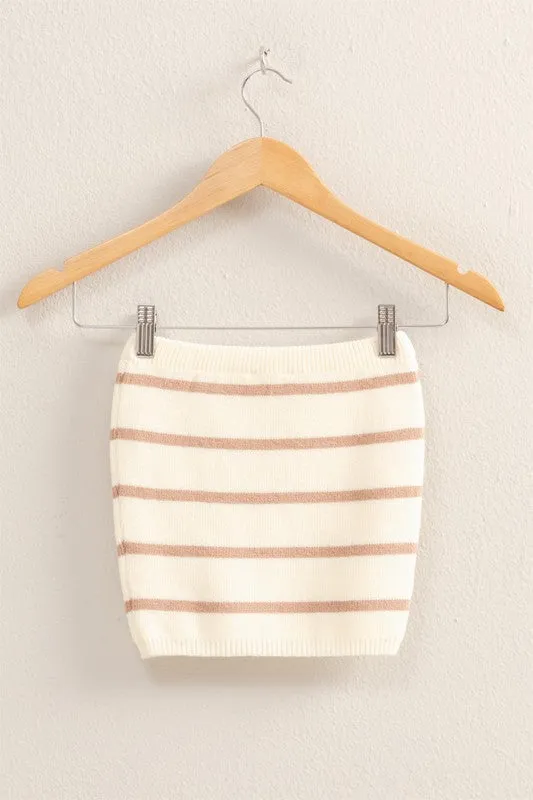 Strapless Striped Fitted Sweater Top