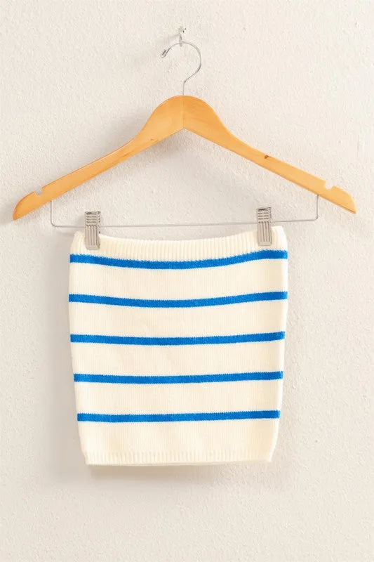 Strapless Striped Fitted Sweater Top