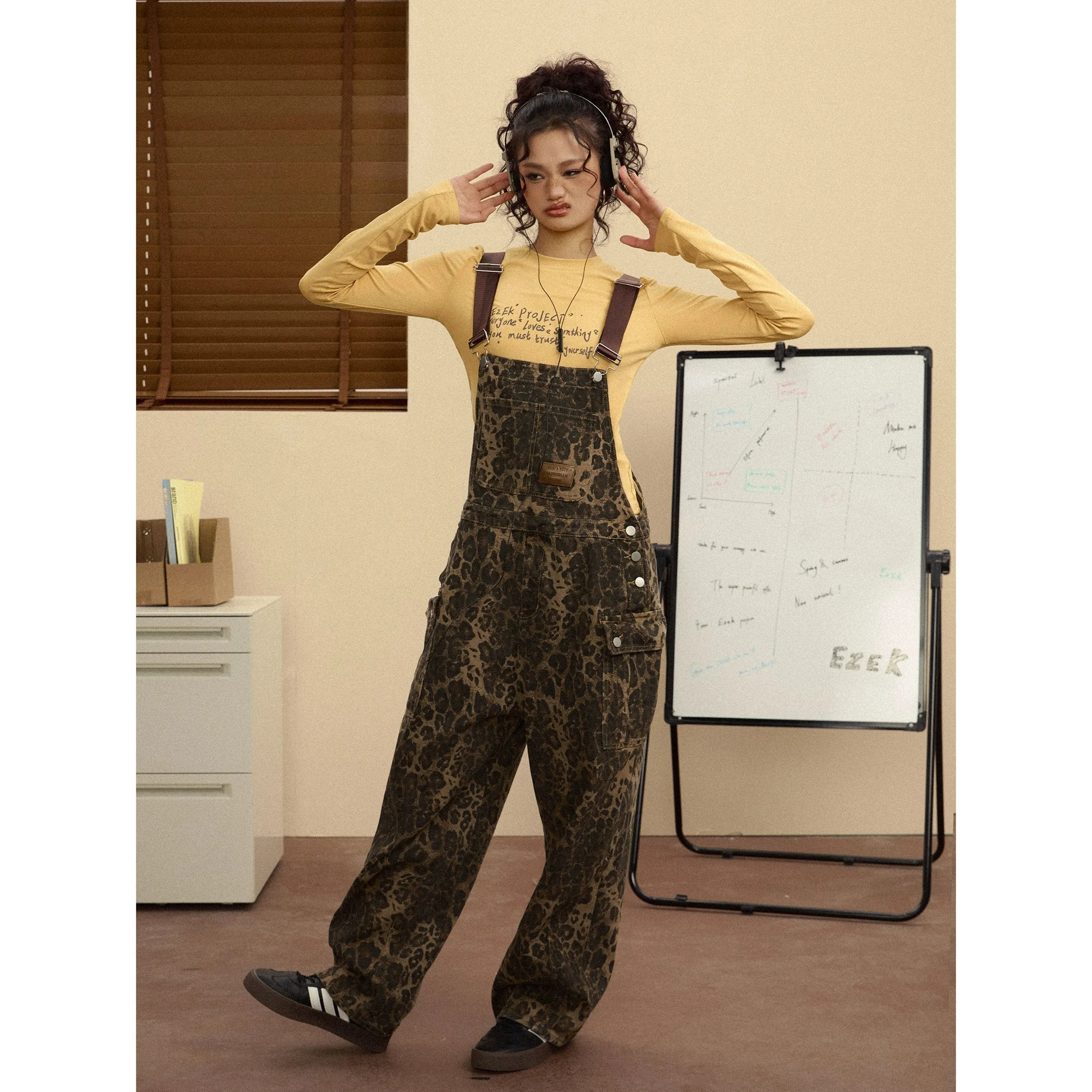 Tom Loose Straight Leopard Print Jumpsuit