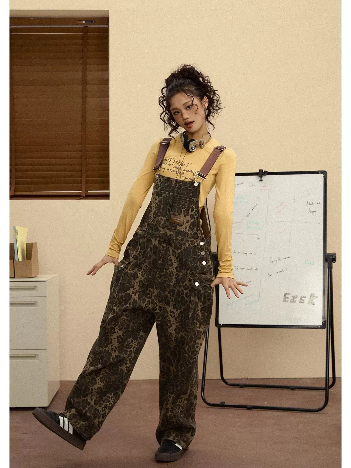 Tom Loose Straight Leopard Print Jumpsuit